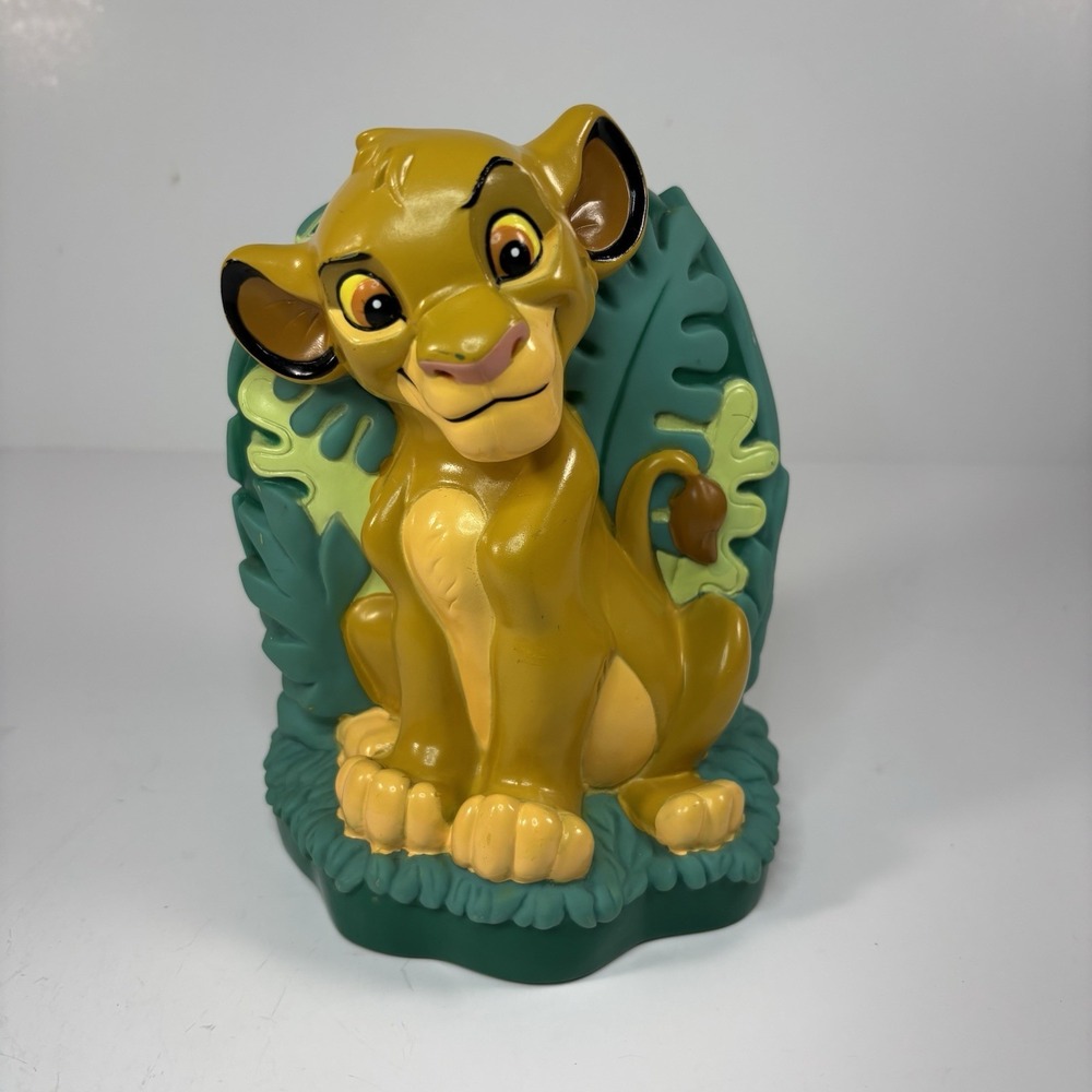 Disney The Lion King Young Simba Coin Piggy Bank Vintage Lion Soft Plastic